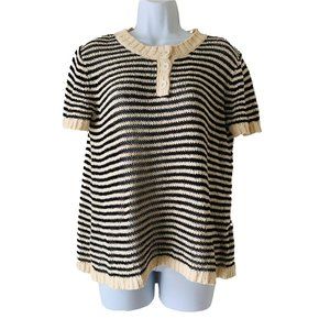 J.CREW cream and black striped top size M